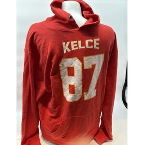 Travis Kelce Kansas City Chiefs Jersey Hoodie   Red.  2 XL Read
